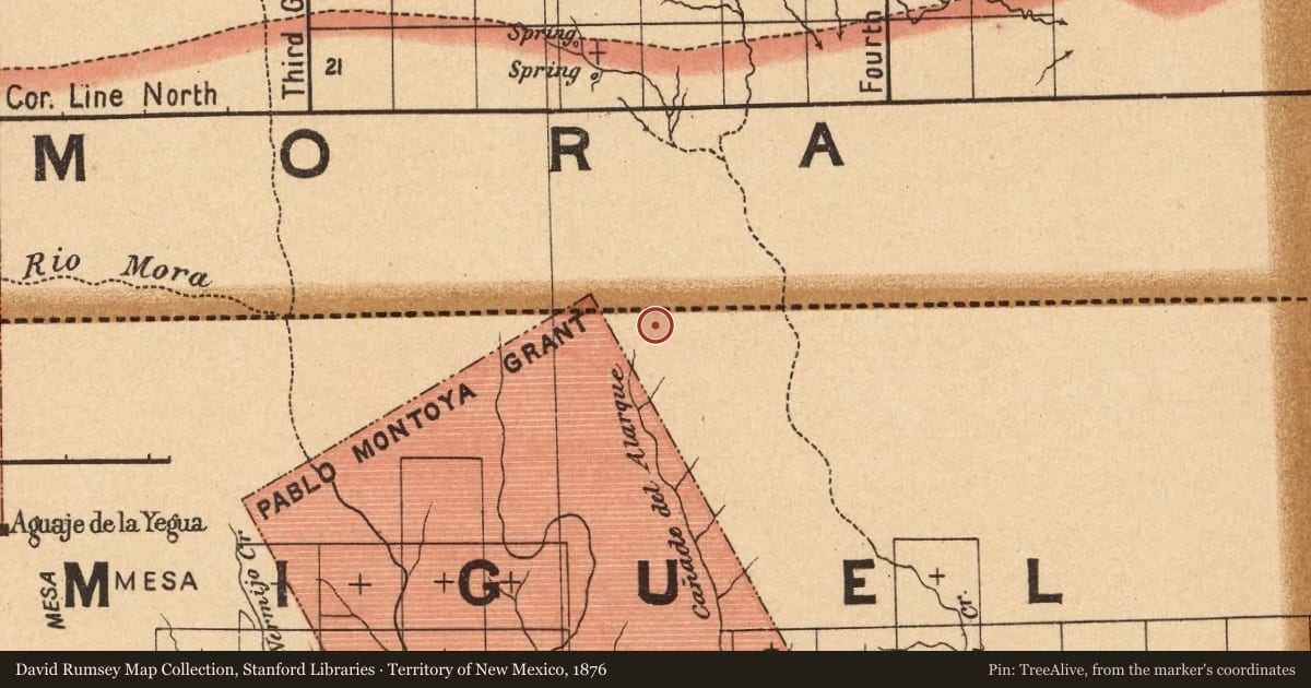 Territory of New Mexico, 1876, covering the location of Goodnight-Loving Trail (4), with a pin at the marker's coordinates