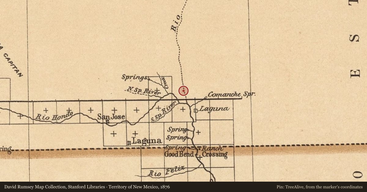 Territory of New Mexico, 1876, covering the location of Goodnight-Loving Trail (3), with a pin at the marker's coordinates
