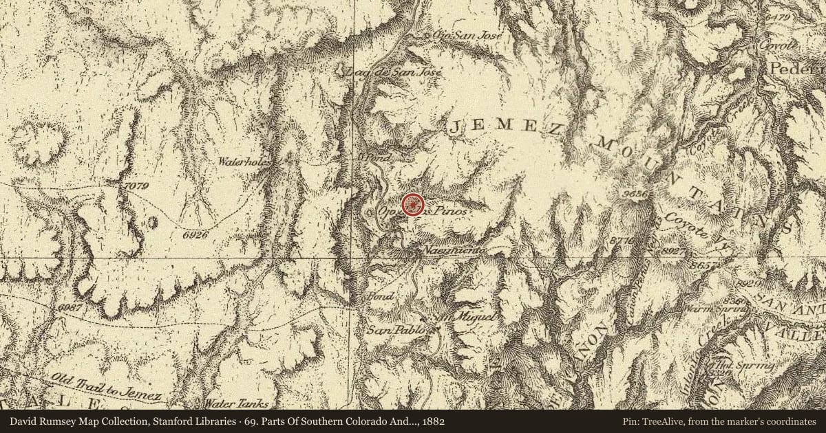 69. Parts Of Southern Colorado And Northern New Mexico, 1882, covering the location of Cuba, with a pin at the marker's coordinates
