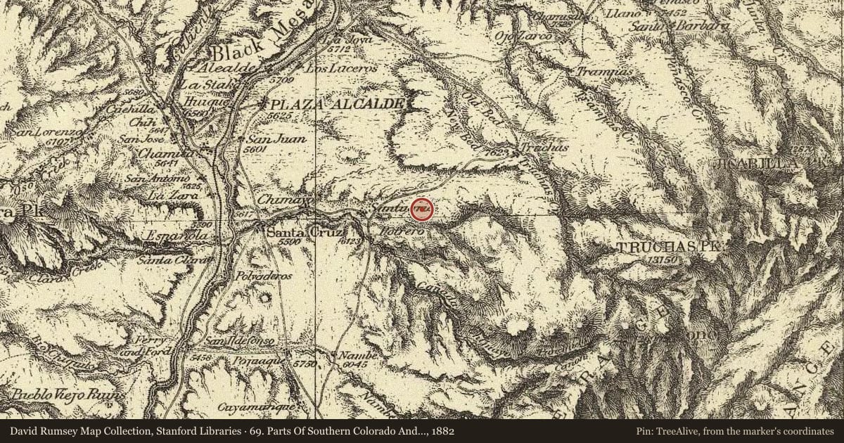 69. Parts Of Southern Colorado And Northern New Mexico, 1882, covering the location of Cordova, with a pin at the marker's coordinates