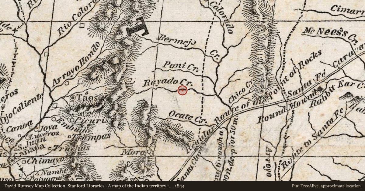A map of the Indian territory : Northern Texas and New Mexico, 1844, covering the location of Santa Fe Trail (4), with a pin at the marker's coordinates