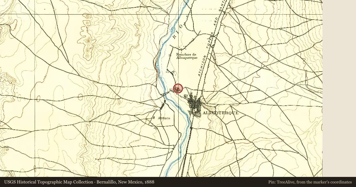 Bernalillo, New Mexico, 1888, covering the location of Founding Women of Albuquerque, with a pin at the marker's coordinates