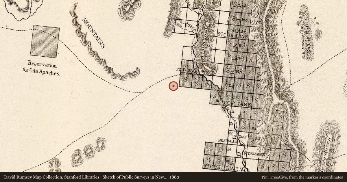 Sketch of Public Surveys in New Mexico 1860, 1860, covering the location of Cathay Williams (ca. 1850 – Unknown), with a pin at the marker's coordinates